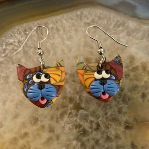Kitty cat earrings post colorful & fun